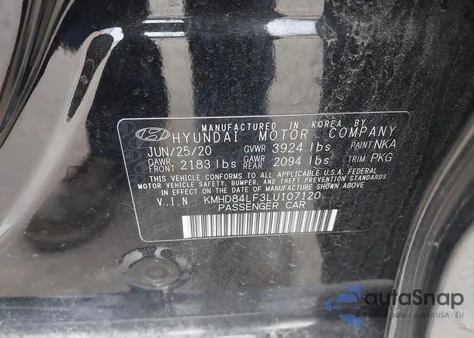 2020 Hyundai Elantra Sel из США, поврежденный, VIN KMHD84LF3LU107120